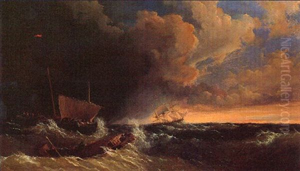 A Storm At Sea Oil Painting by Thomas Birch