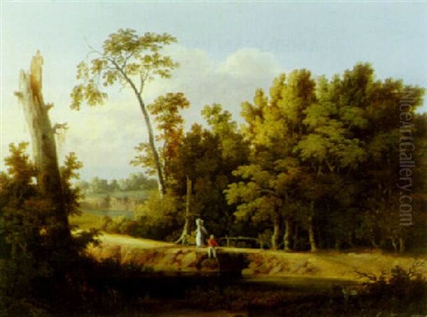 By The Riverside Oil Painting by Thomas Birch