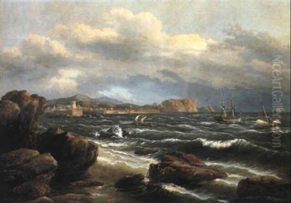 Off The Coast Oil Painting by Thomas Birch