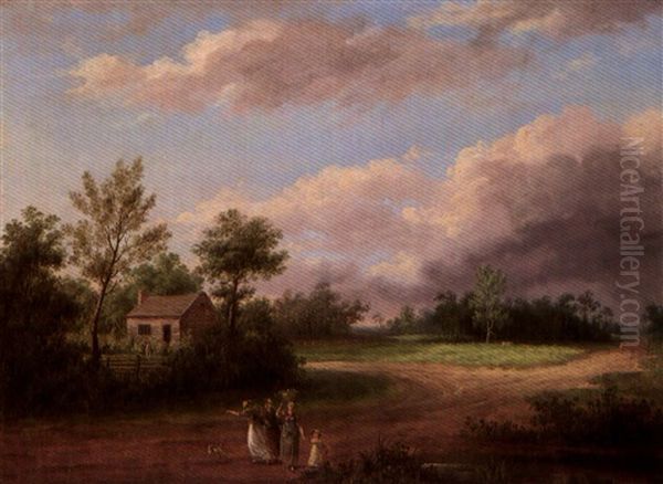 Strolling Along A Country Road Oil Painting by Thomas Birch