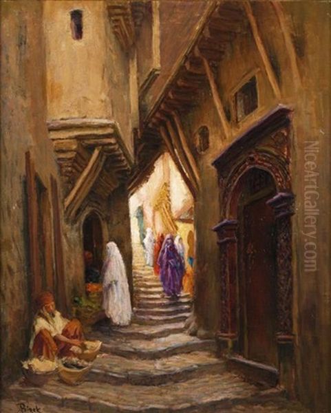 Marche Dans La Casbah D'alger Oil Painting by Alphonse Birck