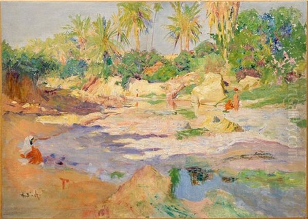 Femmes Dans L'oasis Oil Painting by Alphonse Birck