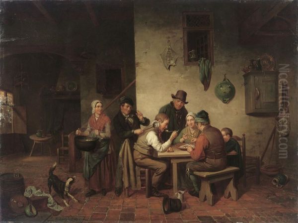 Porridge Eaters Oil Painting by Jacob Akkersdyk