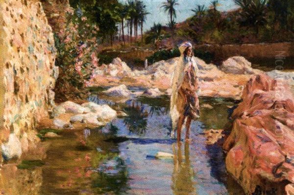 Femme Dans L'oued De Bou-saada Oil Painting by Alphonse Birck