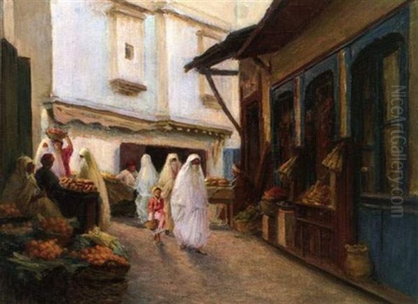 Marche Dans La Casbah D'alger Oil Painting by Alphonse Birck