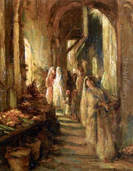 Femmes Dans La Casbah D'alger Oil Painting by Alphonse Birck