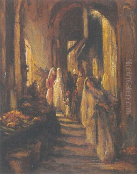 Souk Dans La Kasbah Oil Painting by Alphonse Birck