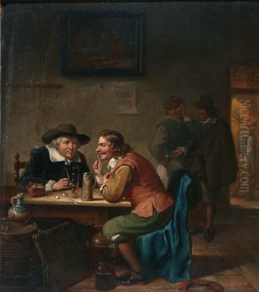 Jan Steen Van Gooijen: Aanzoek Om De Hand Van Van Gooijen's Dochter Oil Painting by Jacob Akkersdyk