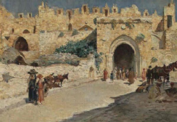 Devant Les Remparts De La Ville Oil Painting by Alphonse Birck