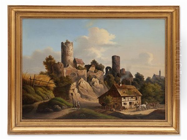 View Of Castle Kohren-sahlis Oil Painting by Carl Birckenstaedt