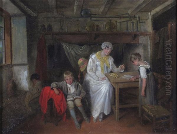 The Village Instructress (a Pair) Oil Painting by Edward Bird