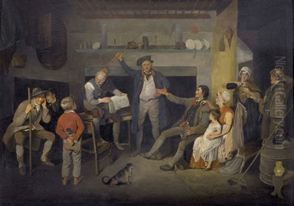 Soldier Recounting A Story In An Inn Oil Painting by Edward Bird