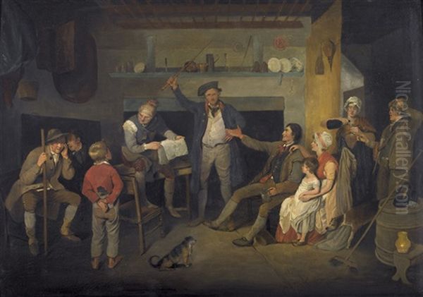 Soldier Recounting A Story In An Inn Oil Painting by Edward Bird