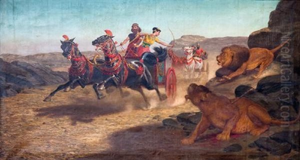 Sardanapale Et Assur-sharrat Chassant Le Lion Oil Painting by John Alexander Harington Bird