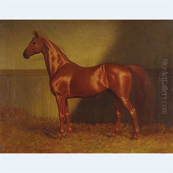 Chestnut Horse In A Stable Oil Painting by John Alexander Harington Bird