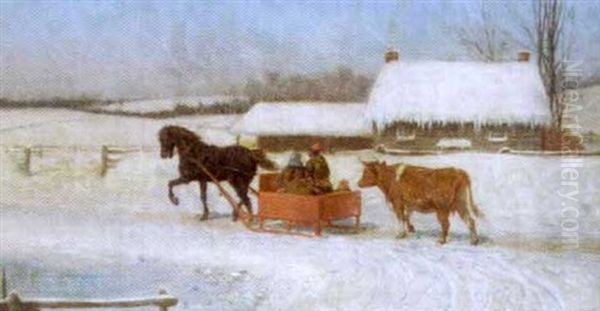 Taking The Cow To Market Oil Painting by John Alexander Harington Bird