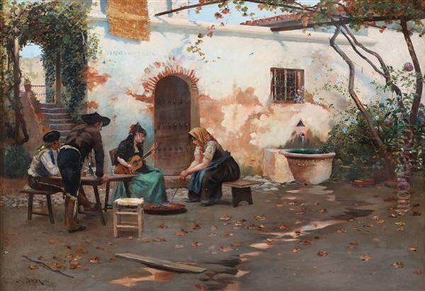 Utanfor Ett Spanskt Vardshus (outside A Spanish Tavern) Oil Painting by Hugo Birger