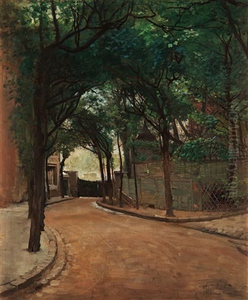 Avenue Frochot, Paris (street Scene From Montmartre) Oil Painting by Hugo Birger