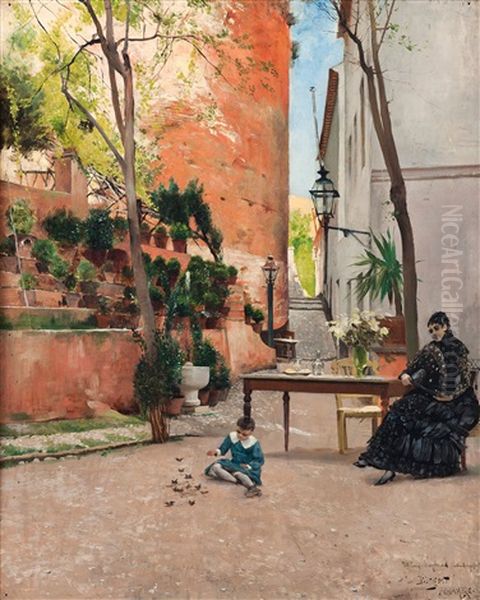 Motiv Fran Alhambra Oil Painting by Hugo Birger