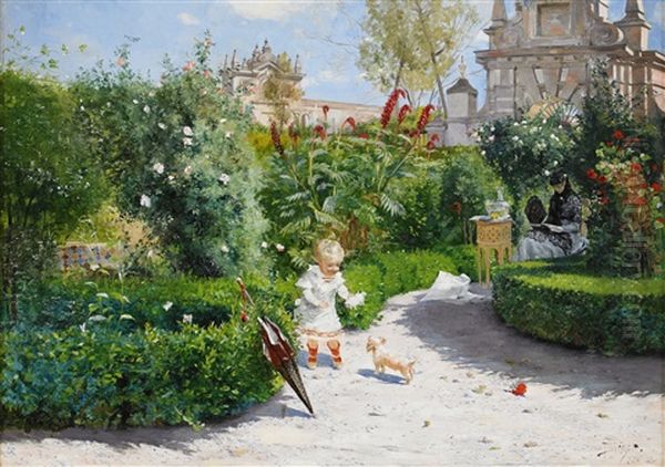 Tradgarden Invid Alcazar, Sevilla Oil Painting by Hugo Birger