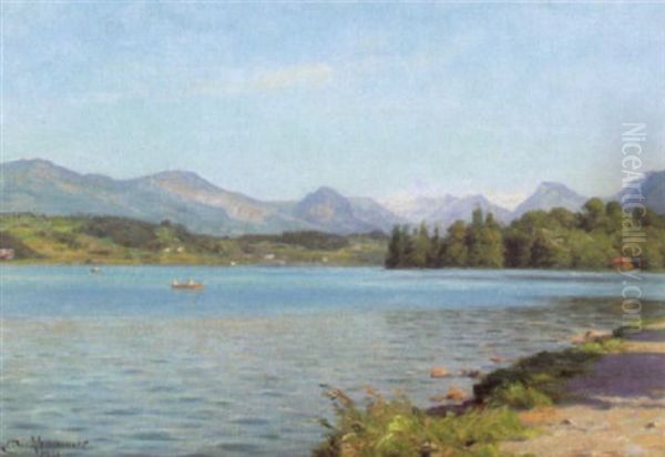 A Swiss Lake Oil Painting by Axel Birkhammer