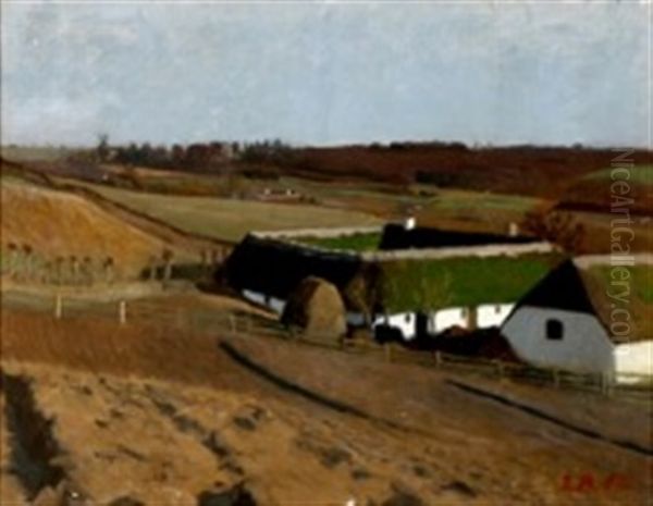 A Farm On Funen Oil Painting by Jens Birkholm