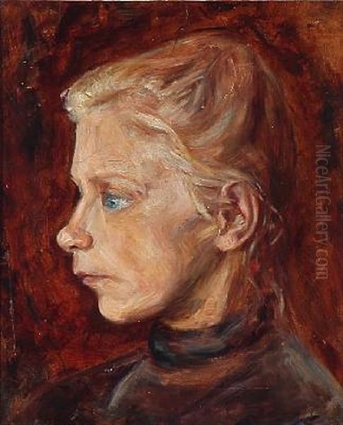 Portrait Of A Girl Oil Painting by Jens Birkholm