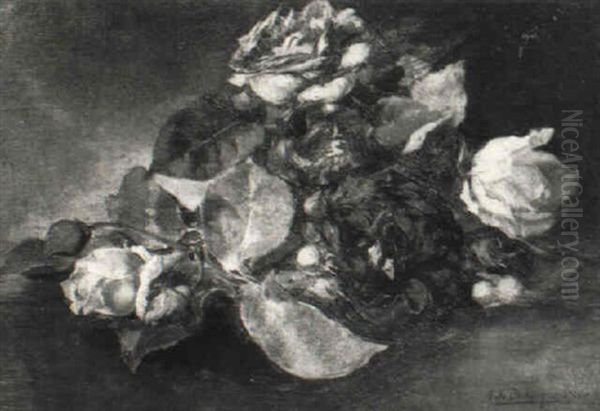 Stilleben Mit Rosen Oil Painting by Franz Xaver Birkinger