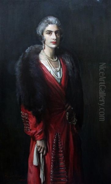 Portrait Of Muriel Ezra Oil Painting by Oswald (Sir) Birley