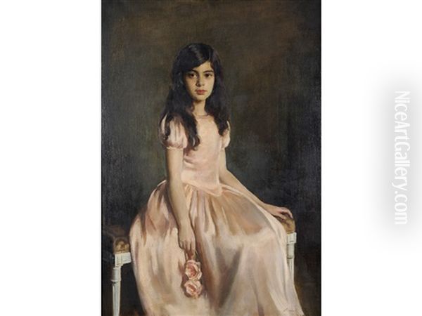 Portrait Of Miss Ruth Ezra by Oswald (Sir) Birley