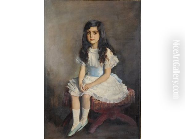 Portrait Of Miss Aline Ezra by Oswald (Sir) Birley