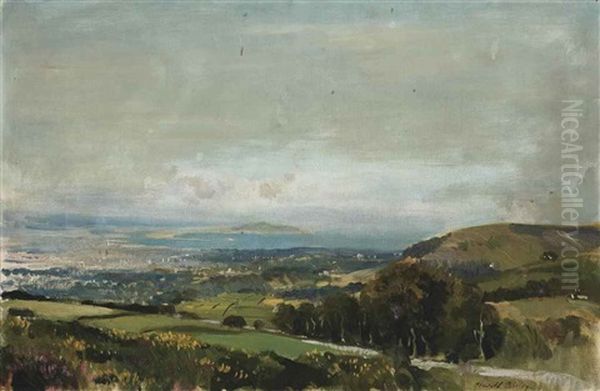 Dublin Bay From The Hills Above Rathfarnham, Co. Dublin by Oswald (Sir) Birley