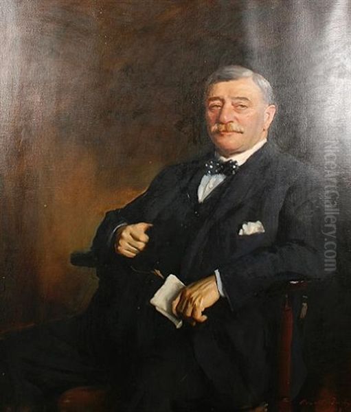 Portrait Of Sir John E. Mitchell, Chairman Of Mitchells & Butlers Brewery Oil Painting by Oswald (Sir) Birley