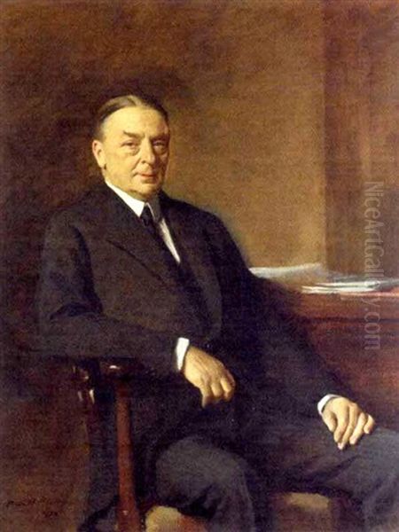 Portrait Of The Hon. Sir William H. Goschen, Kbe, Seated Oil Painting by Oswald (Sir) Birley