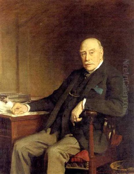 Portrait Of Charles Edward Barnett, Seated Oil Painting by Oswald (Sir) Birley