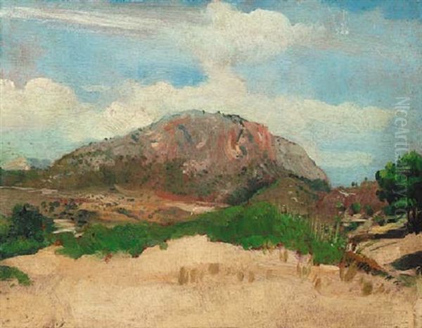 Hilly Landscape Oil Painting by Oswald (Sir) Birley