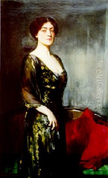 Portrait Of Dark-haired European Mistress by Oswald (Sir) Birley