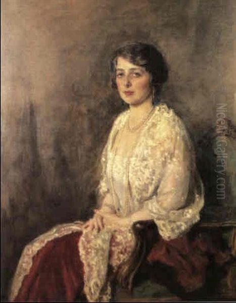 Portrait Of Lady Duveen Oil Painting by Oswald (Sir) Birley