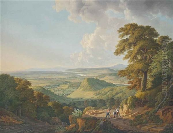 View Of Basel And The Rhine Valley From The Quarry In Muttenz Oil Painting by Peter Birmann