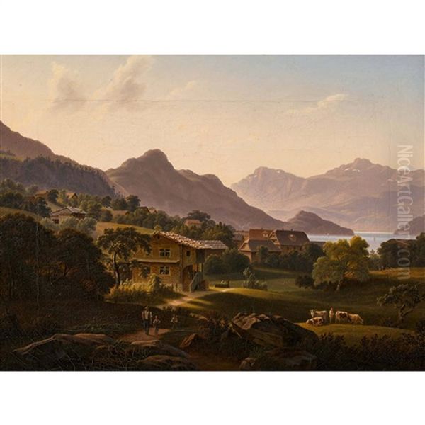 Weggis Mit Vierwaldstattersee Oil Painting by Samuel Birmann