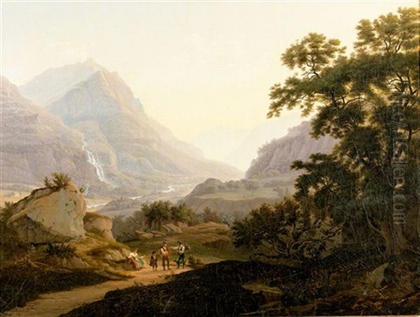 Gebirgslandschaft Mit Staffage Oil Painting by Samuel Birmann