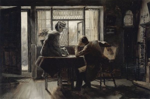 A Tender Moment Oil Painting by William Verplanck Birney