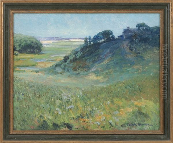 Scene Of Truro, Massachusetts, Looking Over The Dunes To The Marsh And Ocean Oil Painting by Joseph Pierre Birren