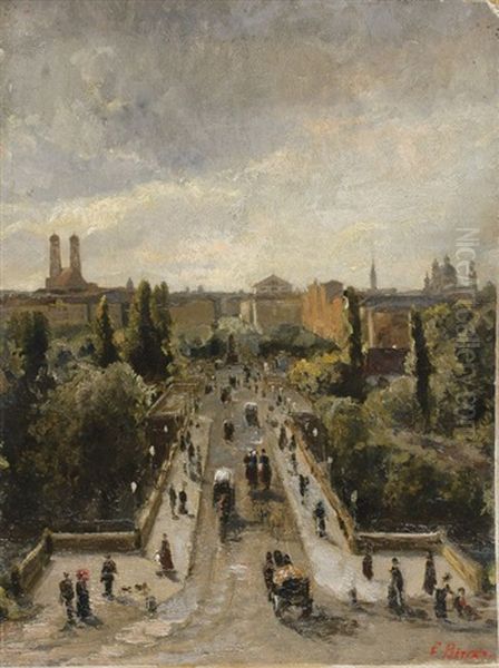 Blick Auf Munchen Vom Maximilianeum Aus Oil Painting by Eugen Birzer