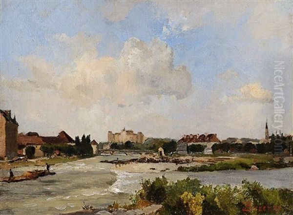 Floslande An Der Isar Bei Munchen Oil Painting by Eugen Birzer