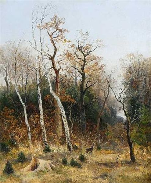 Rehbock Auf Einer Waldlichtung Oil Painting by Eugen Birzer