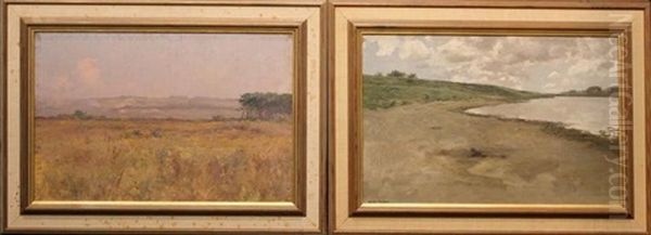 Landscapes (a Pair) Oil Painting by Henry Singlewood Bisbing