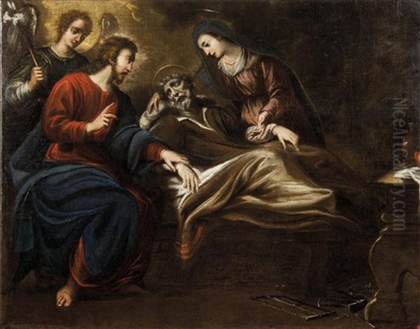 La Morta Di San Giuseppe Oil Painting by Bartolomeo Biscaino