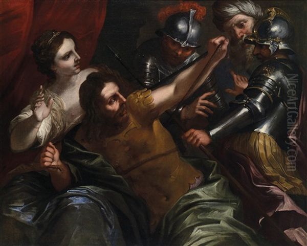 Samson Und Delilah Oil Painting by Bartolomeo Biscaino