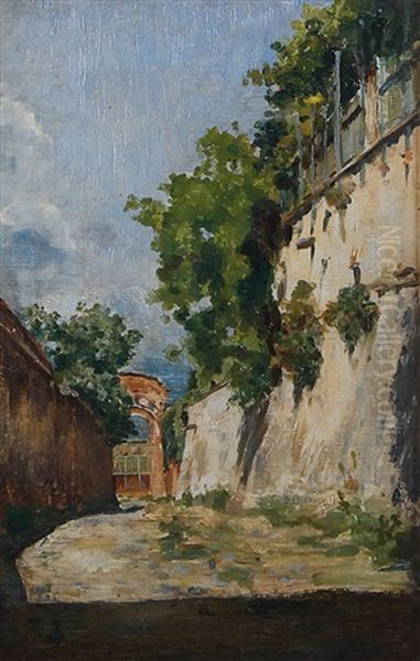 Strada Lungo Le Mura Oil Painting by Cesare Biscarra